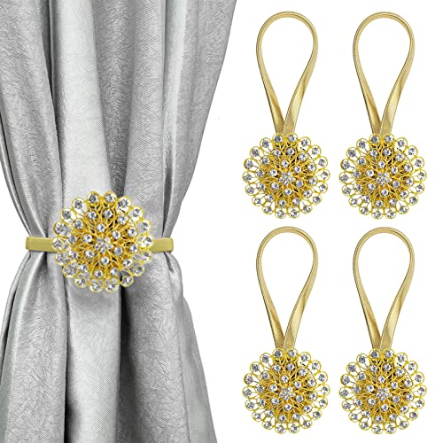 Boucle De Rideau Magnétique à Clip - Boucle De Rideau Sans Perforation Boucle De Rideau A Fleurs Accessoires Pour Rideaux Couleur Argent 86962003