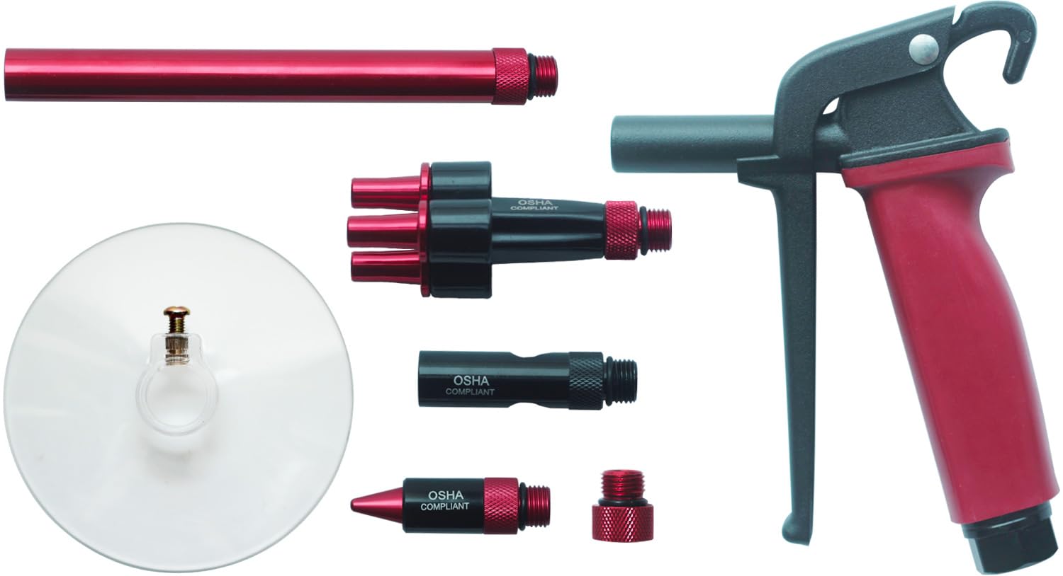 QUICKLO 7PC.High Flow Air Blow Gun Master Kit,Professional Air Blow Gun Kit, Pneumatic Tool Set,with Safe Quiet Xtreme Nozzles and Guard， Air