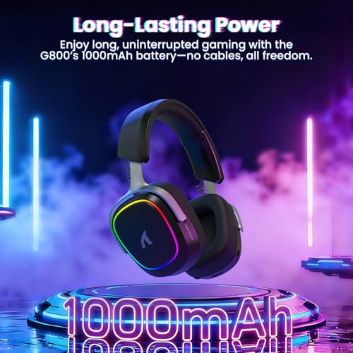 Image of ATTACK SHARK G800 Wireless RGB Gaming Headset:7.1 Surround Sound-50mm Drivers-Memory Foam Ear Pads,Wired /2.4Ghz /BT,Ultralight,Durable Aluminum Frame,Detachable Mic,Programmable for PC Mac Gamer(Black)