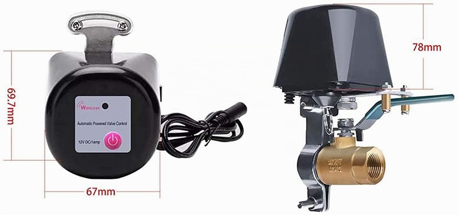 Valve d'eau/gaz compatible avec Alexa/Google Assistant, télécommande WiFi Valve de contrôle d'automatisation pour régulateur d'eau/gaz Manipulateur de valve à 4 points 1/2