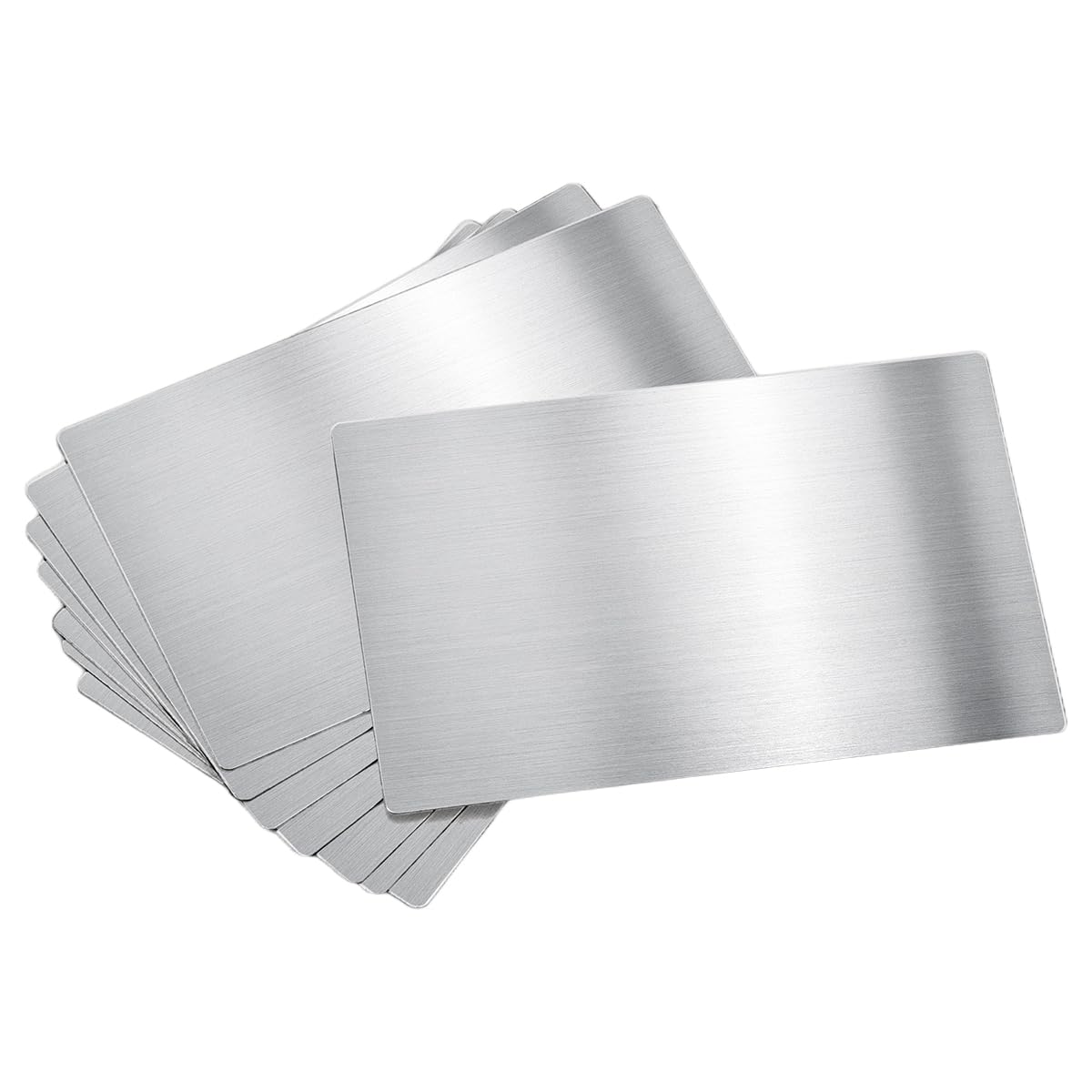 8 sztuk metalowych kart biznesowych, szczotkowana stal nierdzewna, puste metalowe kartki, 80 x 50 x 0,5 mm, blacha ze stali nierdzewnej, grawerowana laserowo, pusta metalowa kartka do