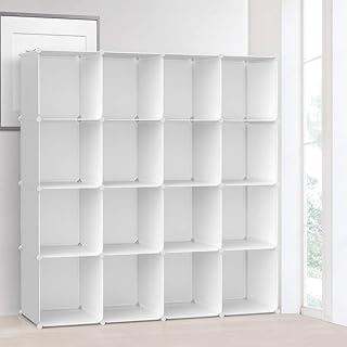 Vacplus Cube Storage Shelf, Large Capacity, Rack, Assembly Required, Organizer, BooksClothing, Multi-Purpose, Durable, Space Saving, Convenient, W 11.8 x D 11.8 x H 11.8 per Cube, 16 Cubes,