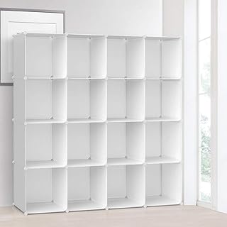 Vacplus Cube Storage Organizer, Large Capacity, Bookshelf, Storage Rack, Assembly Required, Storage Box For Clothes, Multipurpose, Durable, Space-Saving, Convenient, White, Size of 1 Cube: Width 11.8 x Depth 11.8 x Height 11.8 inches (30 x 30 x 30 cm)