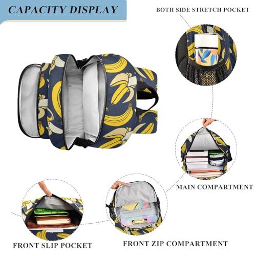 Yellow Fresh Fruit Banana Backpack Girls Boys Elementary School Bags Bookbags Laptop Backpack Travel Daypack Safe Reflective Stripes4