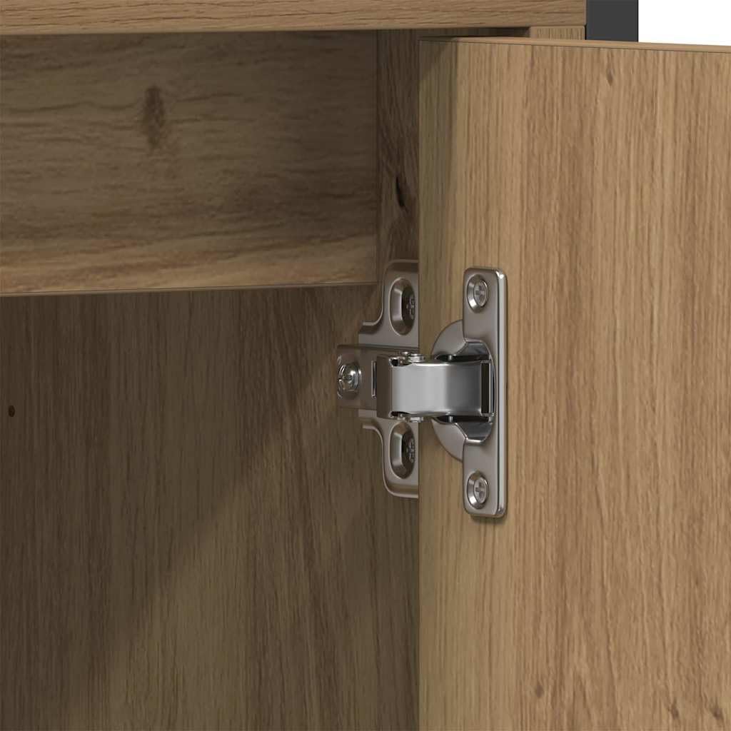 vidaXL Zestaw mebli łazienkowych 3 pcs Brązowy Materiał drewnopochodny, Nowoczesny zestaw mebli łazienkowych, szafka, umywalka, montowane na ścianie, stylowa organizacja w domu