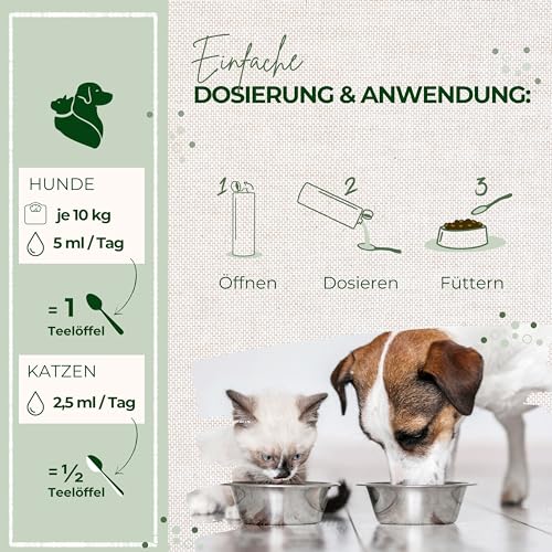 LaPura Hanföl für Hunde & Katzen – für glänzendes Fell & Haut, unterstützt das Immunsystem, Nerven & Verdauung, mit Omega 3 & 6, Vitamin E, kaltgepresst, Barföl 1 L