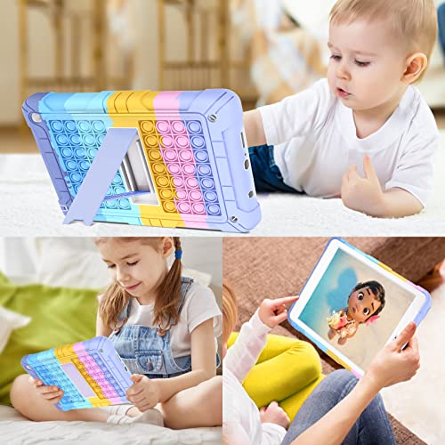 Samsung Galaxy Tab A7 Lite 8.7 Inch Case 2021,[Kid Proof] Ambison Full Body Case With Tempered Glass Screen Protector,Push Popit Fidget Case, Shoulder Strap For Kids(Purple) #TOP3