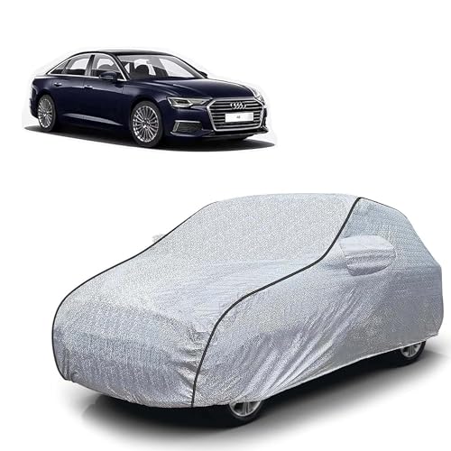 Image of Sulfar 100% Waterproof Car Body Cover Compatible with Mirror for Audi A6 (Triple Stitched, Full Bottom Elastic, Magic Silver with Black Piping)