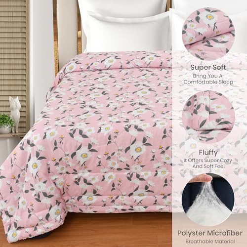 Image of FRESH FROM LOOM Microfiber All Seasons Collection Micro Fiber Comforter | Dohar | Quit | Double Bed | Double Weaved | Washable | Hypoallergenic Skin Friendly (Misty-Rose | 90x95 inch)