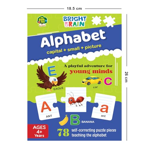 Image of The Book Tree Capital and Small Letter Alphabet Puzzle - 78 Piece Jigsaw Puzzle for Preschoolers, Educational Toy for Learning ABCs and Letters, Gifts for Kids Ages 3 to 6 by Majestic Book Club