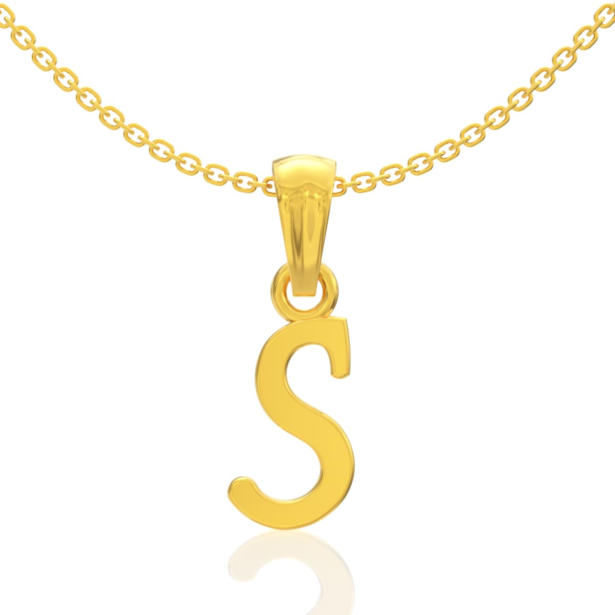 Minimalist S Charm Yellow Gold Pendant for Women | Womens Aesthetic & Stylish 22 KT Gold Pendant | Gold Fashion Jewellery for Women | Great for Gifting-image-45