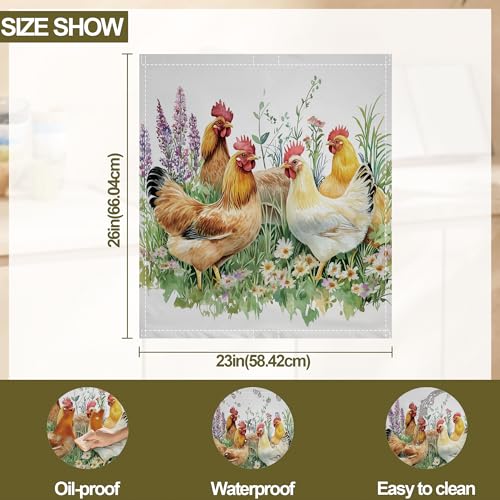 Image of Magnetic Dishwasher Cover,Chicken Rooster Grass Reusable Dishwasher Magnetic Cover Decorative Door Covers Panel for Home Kitcen 23 inch x 26 inch