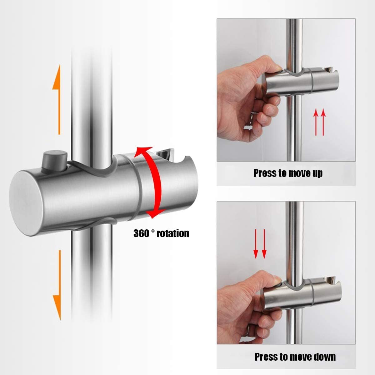 Barre De Douche Réglable 80 Cm Acier Inox 304 Brossé – Support Pommeau Hauteur & Angle Ajustables
