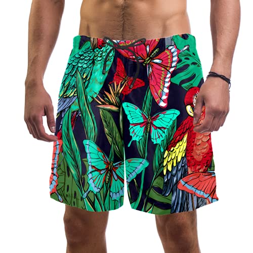 Short de bain homme à motif perroquet pour les vacances à la plage