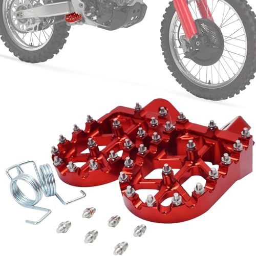 Image of Dirt Bike Foot Pegs CNC Universal for Most 50cc 110cc 125cc Dirt Mini Bike, Non-Slip Footpegs for Apollo RFZ 125 SSR Coolster Lifan CRF XR 100 PW DRZ RM Tao Tao BT200X CT200U-EX Red