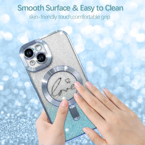 Image of ZIYE Magnetic Case Designed for iPhone 13 Glitter Case-Blue