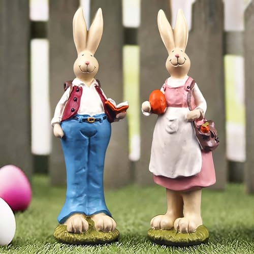 Figuras de Conejo de Pascua Set de 2 Decoración para Hogar miniatura 1