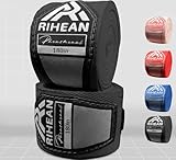 RIHEAN Boxing Hand Wraps for Men and Women - Durable, Comfortable and Easy to Wash Wrist Wraps for Boxing, Kickboxing, Muay Thai, MMA, and Martial Arts - 180 Inch Jet Black