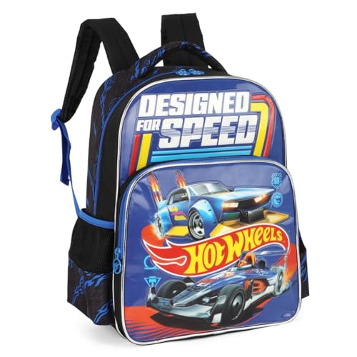 Mochila Bolsa de Costas Hot Wheels Infantil Escolar Passeio Viagem Espaçosa (Azul)