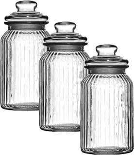 Set Of 3 1300ml Large New Vintage Glass Kitchen Tea Coffee Sugar Food Sweet Storage Jars by Star 5 Ã®