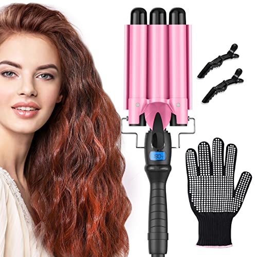 Produktfoto von Lockenstab 3 Fässer 25mm, AnyFace Welleisen Beach Waves Lockenstab 25mm Lockenstab 1 Zoll Keramik Lockenstab Mermaid&hellip;