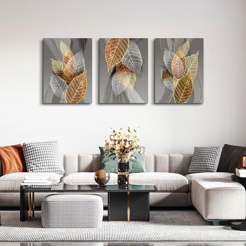 DZRWUBHS Wall Decor - Large Abstract Leaves Canvas Art for Living Room, Bedroom, Kitchen, Office Walls