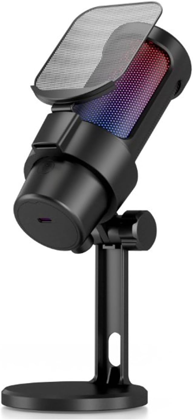 Gaming USB Microphone for PC - Computer Condenser Mic with Stand, Quick Mute, Filter, Colorful Light - Recording Accessories for - Podcast Microphone Kit for Streaming