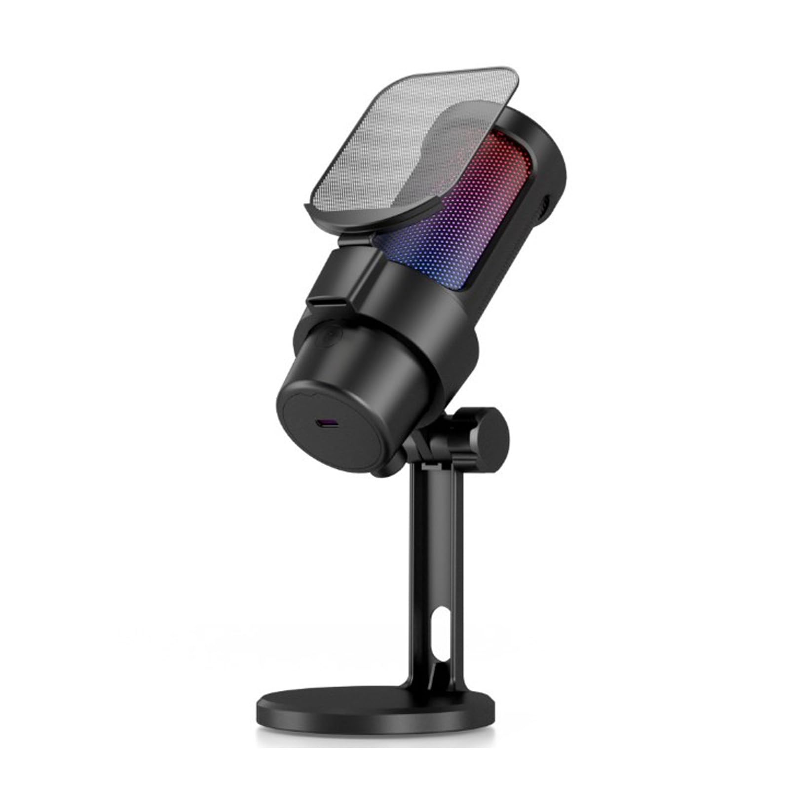 Microfono a Condensatore da Gioco PC USB con di Illuminazione Ambientale per Giochi, Registrazione Dal Interattiva per PC, Registrazione Elettronica in Metallo, Microfono da Gioco Dal (Nera)