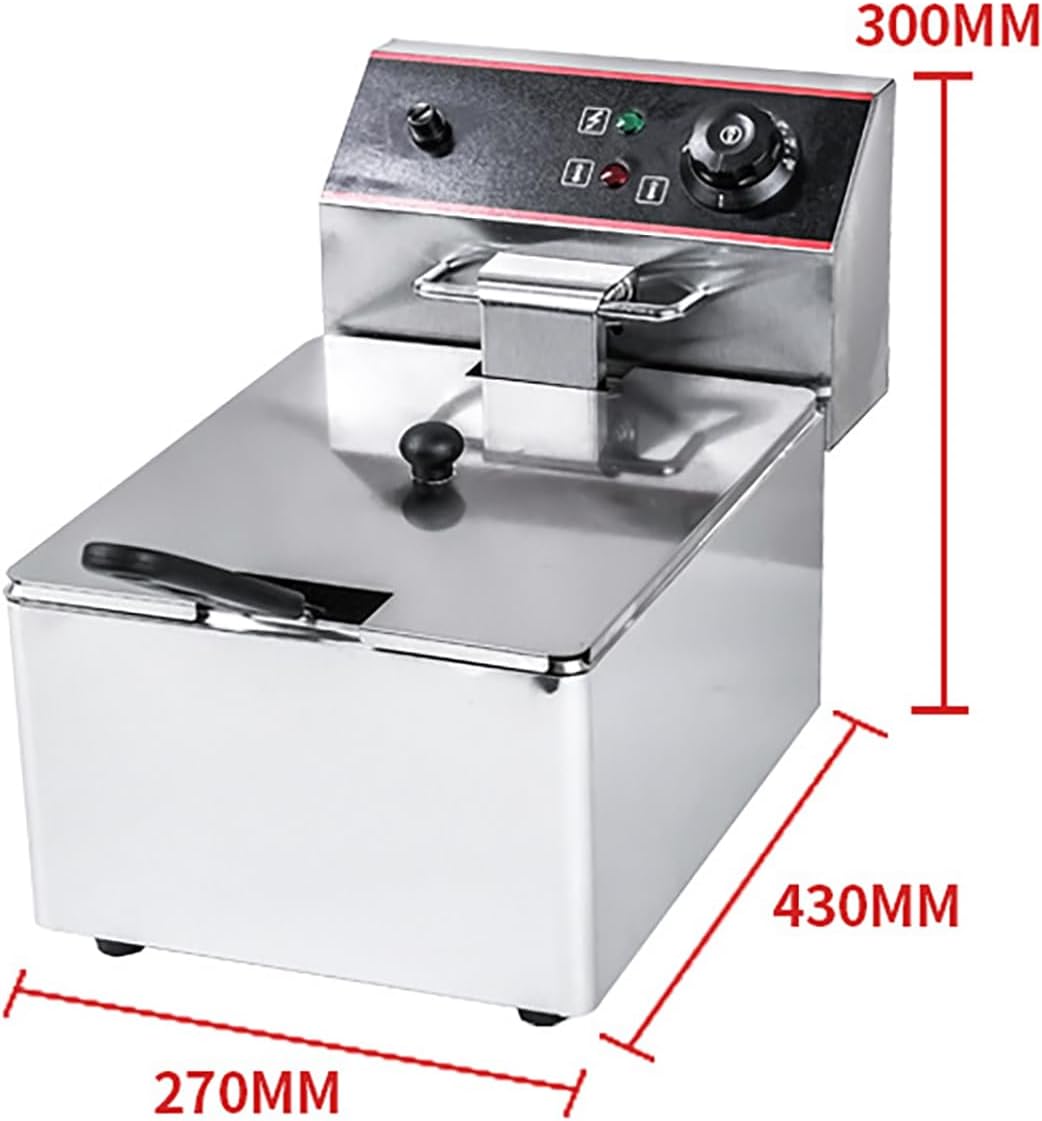 Commercial Electric Deep Fryer - 2500W Stainless Steel Countertop Fryer with Fry Basket and Lid, Temperature Control for Home Kitchen & Restaurant Use,A