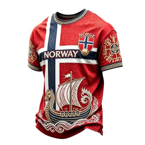Mens Norway World Soccer Cup Jersey 2026 Short Sleeve Country Shirts Team Norway Football Game Tops Soccer Fan Jersey Gifts Clothes A-Watermelon Red XL