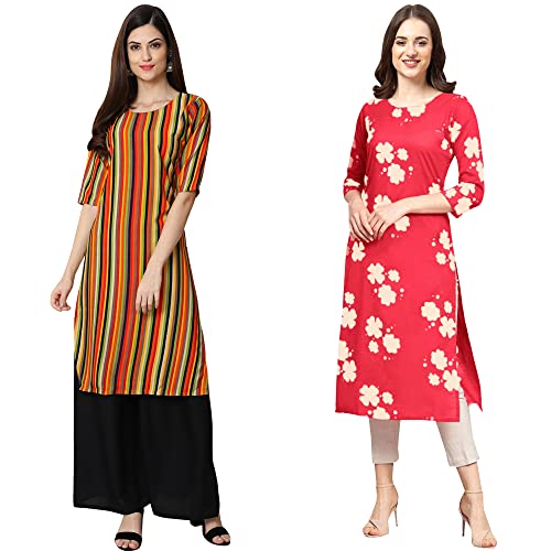 Pinkmint Women’s Crepe Digital Print Straight Kurta {356-380-XL}