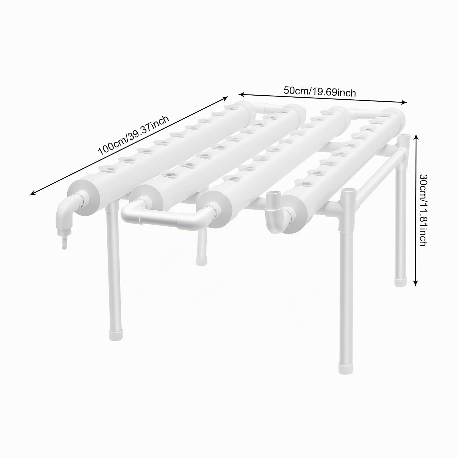 Système Hydroponique | Kit de Culture Hydroponique | 36 Emplacements de Plantation | Technique de Film Nutritif (NFT) | Pour Herbes, Salade & Légumes | Incl. Pompe & Connecteur EU (100x50x30cm, 4.1kg)