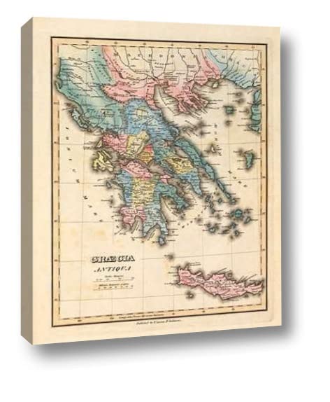 Graecia Antiqua, 1823 by Fielding Lucas - 13" x 16" Canvas Art Print Gallery Wrapped - Ready to Hang