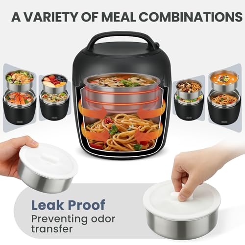 Image of wiwens Thermo Food Jar for Hot Food Adults 32OZ Soup Thermo Lunch Containers Wide Mouth Vacuum Insulated Stainless Steel Leakproof Bento Box with Spoon