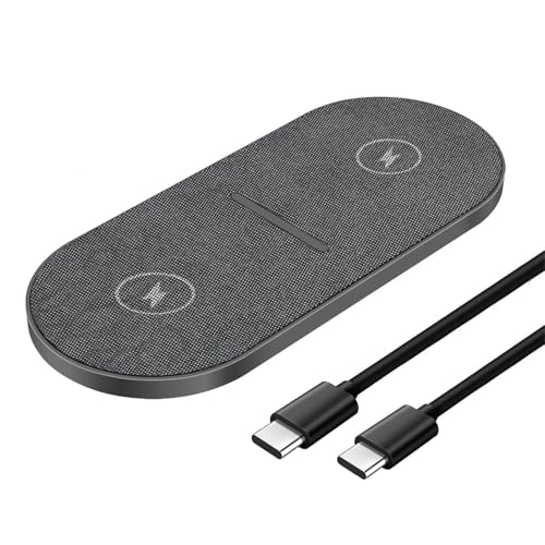 Chargeur Induction Double 20W Chargeur sans Fil 2 en 1 Charge Rapide pour iPhone 17 Pro Max/16 Pro/15/14/13/12/11/XS/XR/8 Plus,AirPods,Samsung Galaxy...