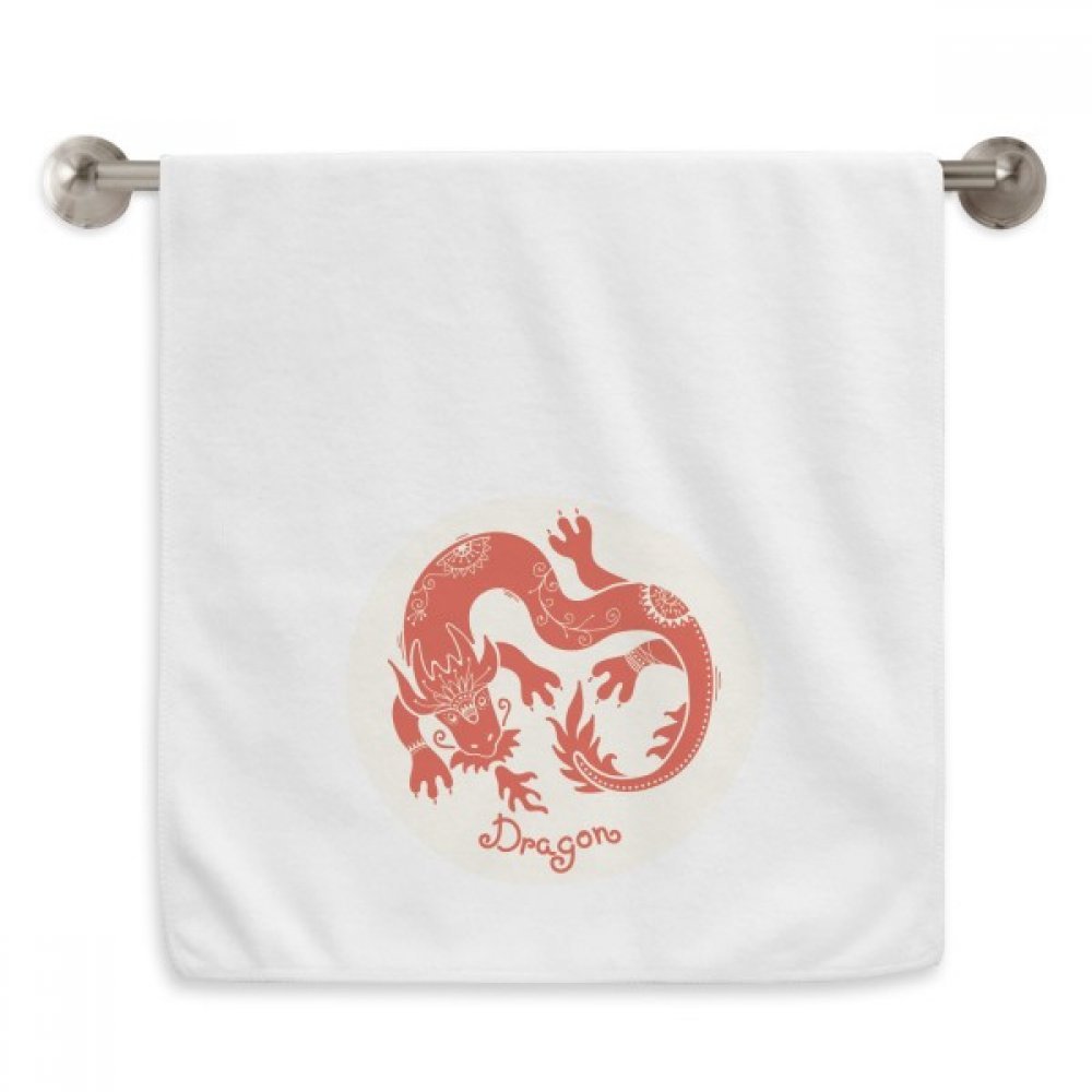 Serviette Année de Dragon rouge et blanche 33x74 cm débarbouillette moelleuse