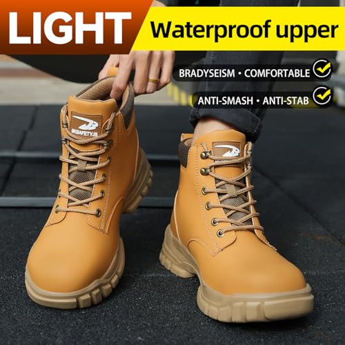 Welding Work Boots, Slip-On Steel Toe Safety Shoes Comfortable and Sturdy Work Boots Puncture Resistant, Men's Shoes4