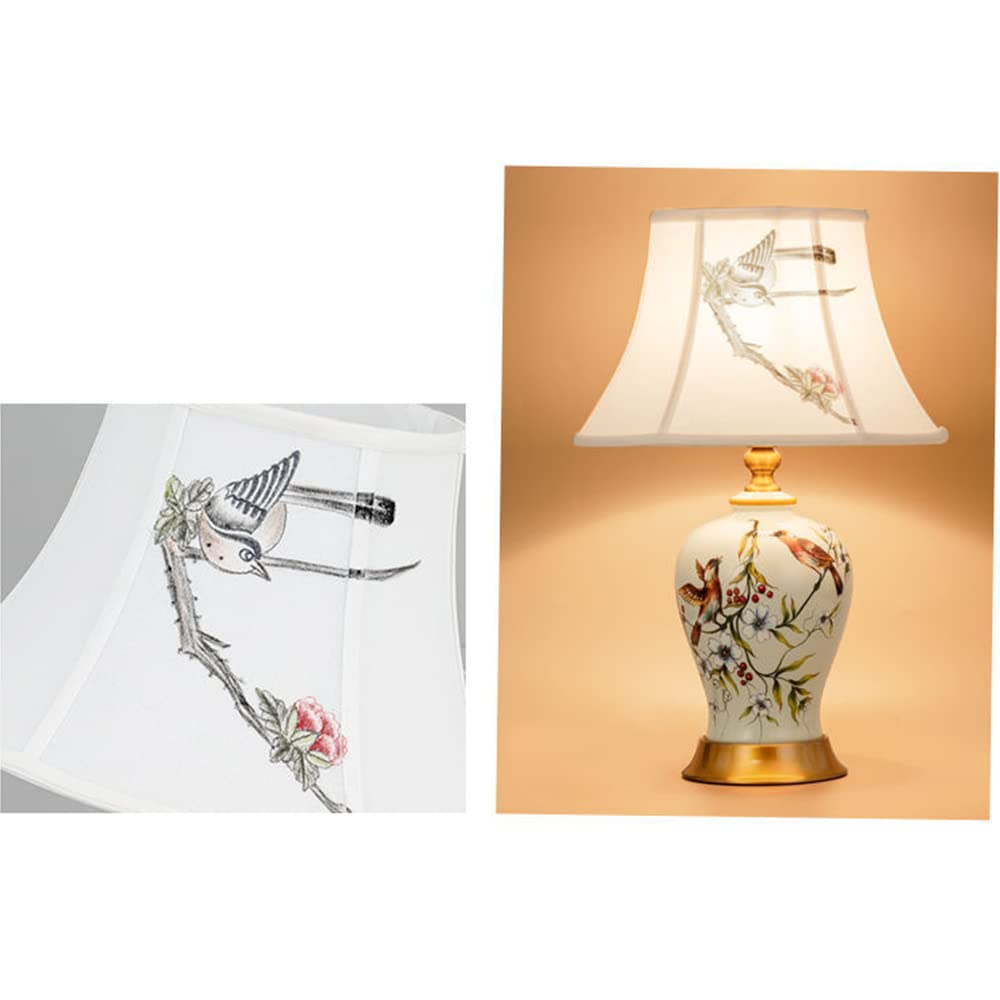 E27 Nuova lampada da tavolo cinese in ceramica applique Soggiorno Camera da letto Studio Lampada da comodino Stile europeo Elegante Lampada da tavolo semplice (Lampadine non incluse) (Bianco)
