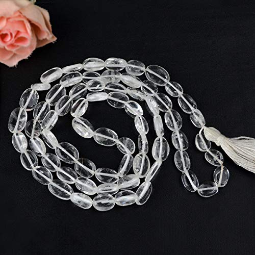Image of Natural Oval Crystal Beads Mala Necklace Collection for Men & Women, Reiki Energized Gemstone Jewellery for Meditation, Mindful Living, Spiritual Decor & Everyday Fashion Styling