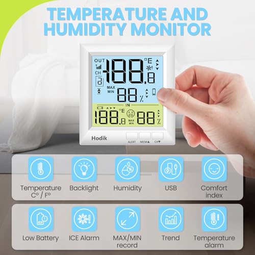 Hodik HK-66-HD1 Indoor Outdoor Thermometer Wireless Battery Powered thumb #4