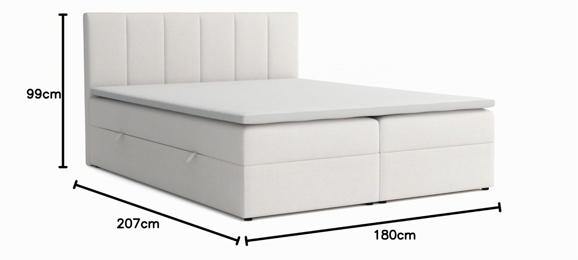 Boxspringbett 180x200 mit Bettkasten, Lisa Doppelbett Beige Velourstoff