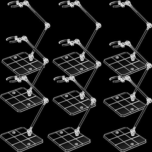 Jetec 9 Pieces Action Figure Display Holder Base Clear Action Figure Display Stand Doll Model Support Stand Action Figures Doll Display Holder Compatible with HG RG SD SHF Gundam 1/144 Toy