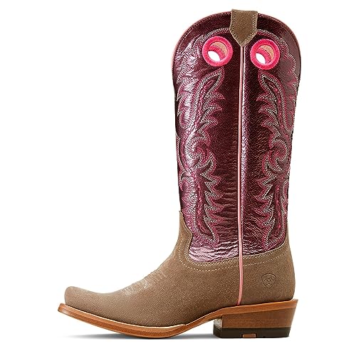 ARIAT ARIAT Women's Futurity Boon Western Boot - Smokey Roughout/Fine Wine Patent, 6.5 Medium