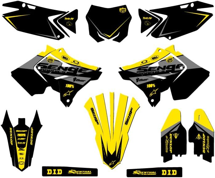 2001-2014 fits POLISPORT Restyle (RMZ Style) RM 125 Binary Yellow Senge Graphics Complete Kit Compatible with Suzuki