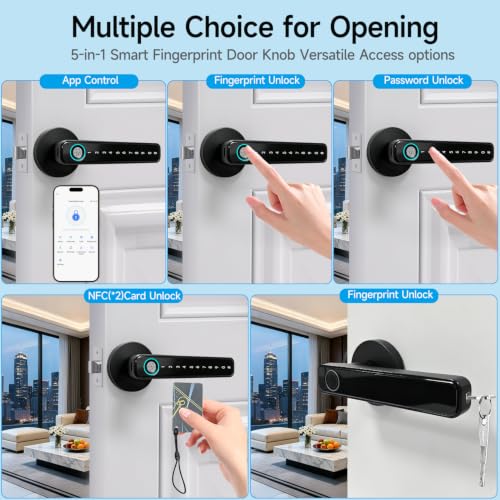 Orcahived Fingerprint Door Lock with Keypad, 5-in-1 Smart Door Knob - image 2