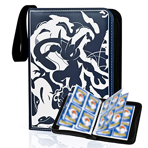 Trading Card Binder, 4 Pokect Card Book For Pokemon 400 Waterproof Pockets Holder And Zipper Collectors With 50 Removable Sleeves, Applicable To Game/Sports/Photo Cards(Pkm002) #TOP20