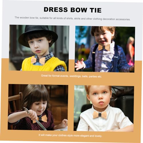 Festival Suit Decor Bow Tie for Boys Wooden Design Bowknot Tie for Formal Events3