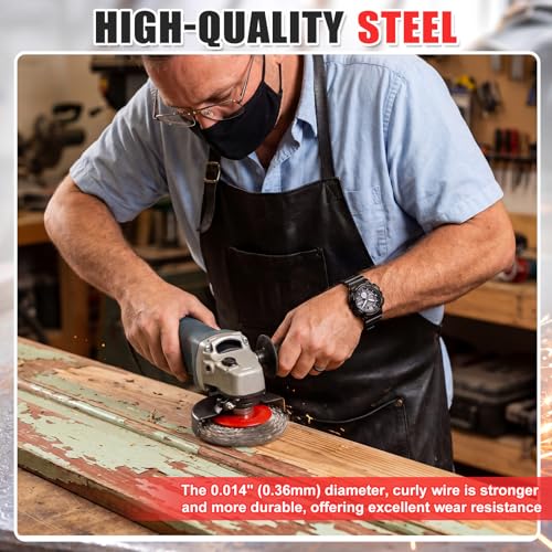 Image of Bokon 8 Pack 4 Inch Coarse Crimped Wire Wheel for 4 1 /2 Angle Grinder with 5 /8 Inch-11 Threaded Arbor - 0.014 Inch Carbon Steel Wire for Rust, Corrosion, Paint Removal