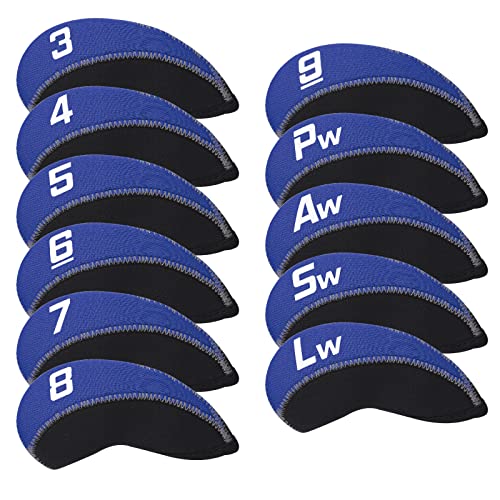 CRAFTSMAN GOLF 11pcs/Set Black and Blue Neoprene Iron Headcover Set with Large No. for All Brands Callaway Ping Taylormade Cobra Etc.