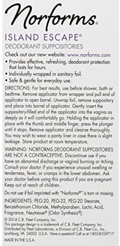 Image of Norforms Feminine Deodorant Suppositories, Long Lasting Odor Control, Island Escape scent, 12 Count. (Pack of 7)